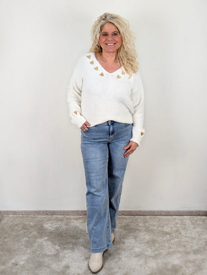 Cynthia trui gouden hartjes - Wit