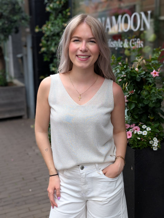 Glitter top Fayen - Beige