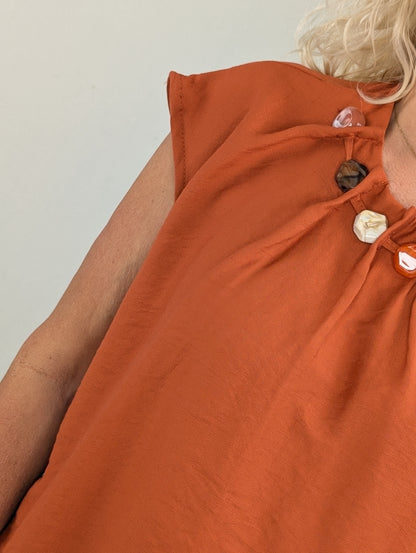 Stone beads blouse top - Brique