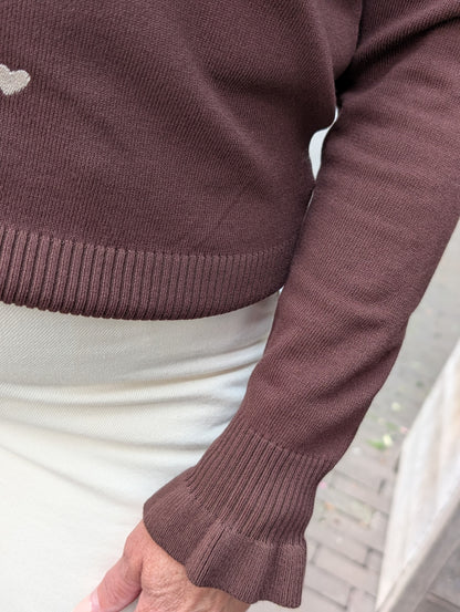 Nina trui met gouden hartjes - Bruin