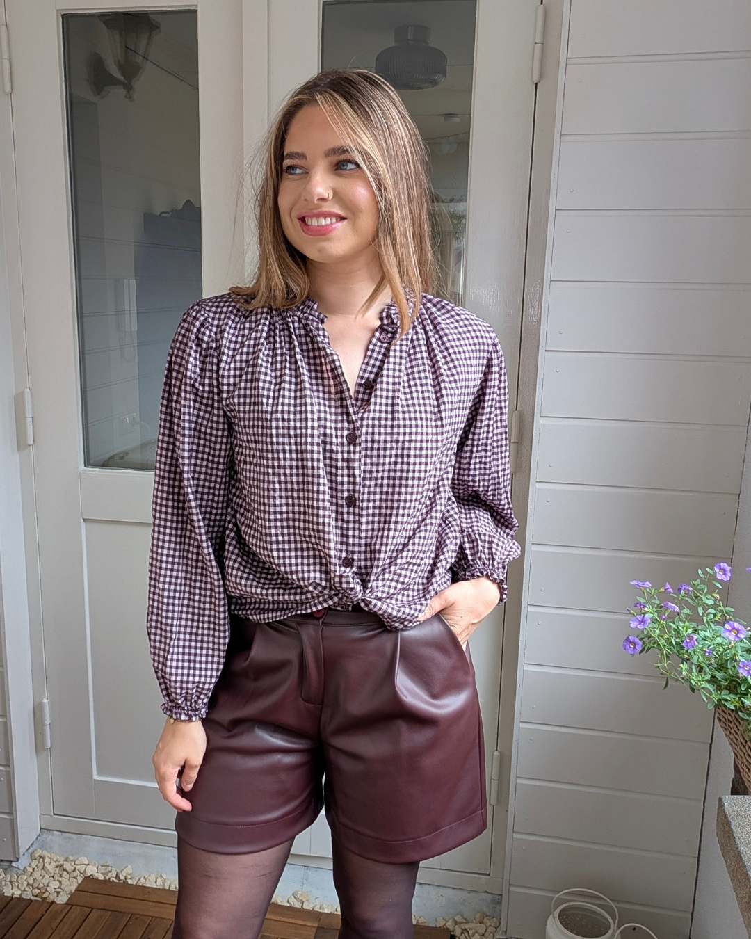 Faux leather short - Bordeaux