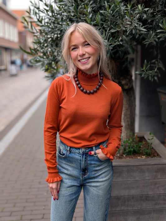 Maaike ruffle coltrui - Terracotta