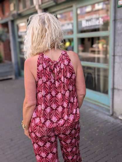Haltertop hippie flowers - Roze
