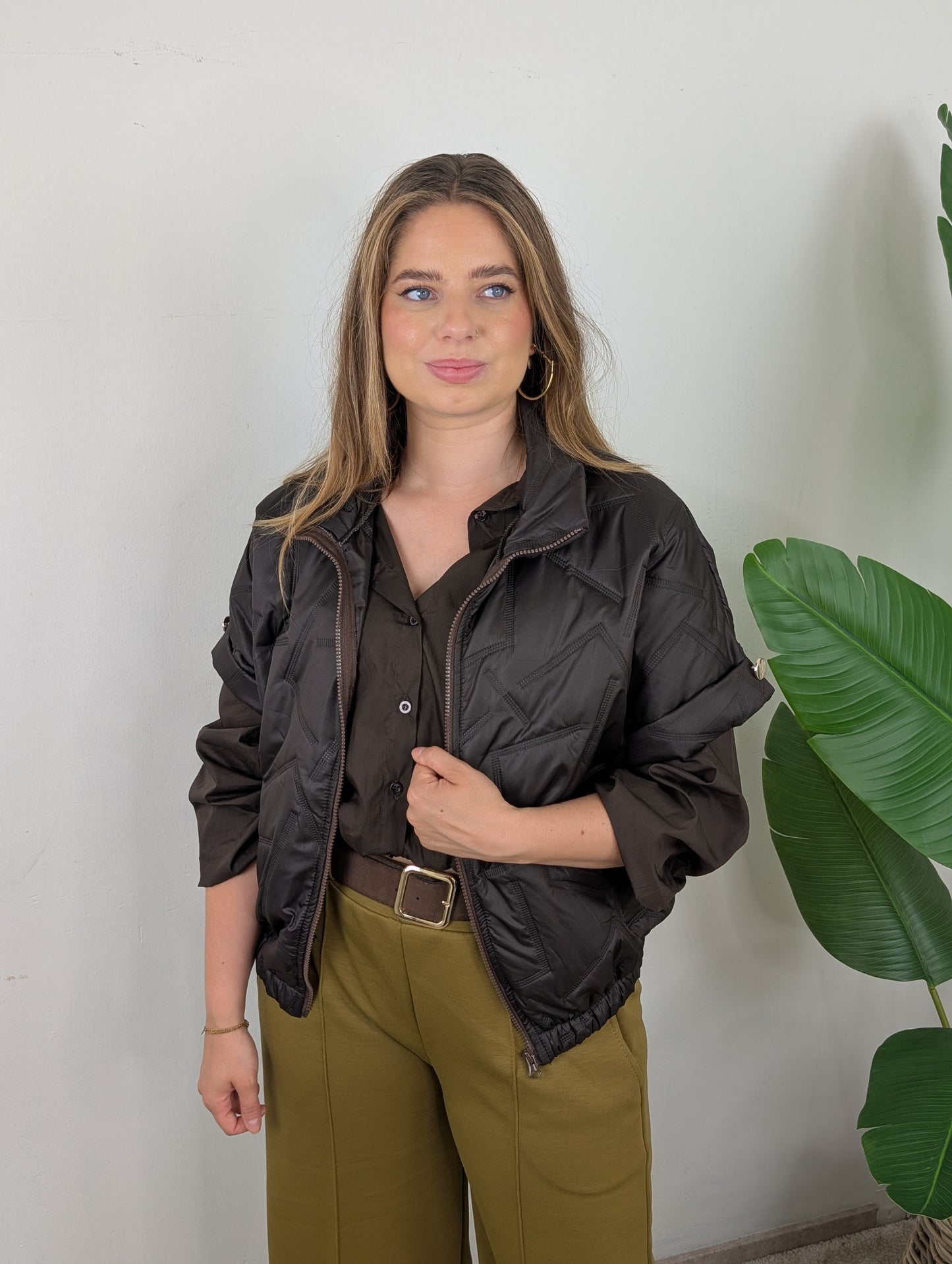 Sophie doorgestikte bodywarmer - Bruin