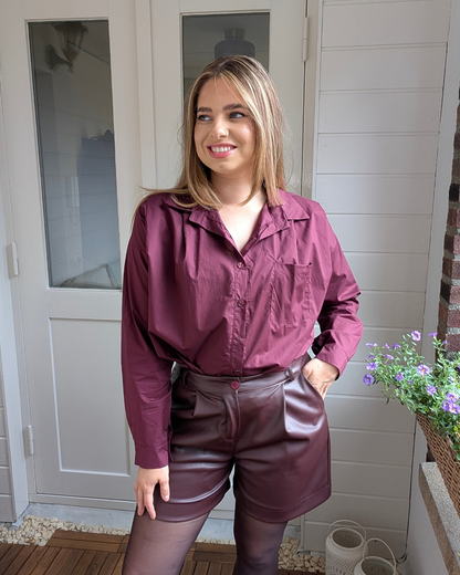 Faux leather short - Bordeaux