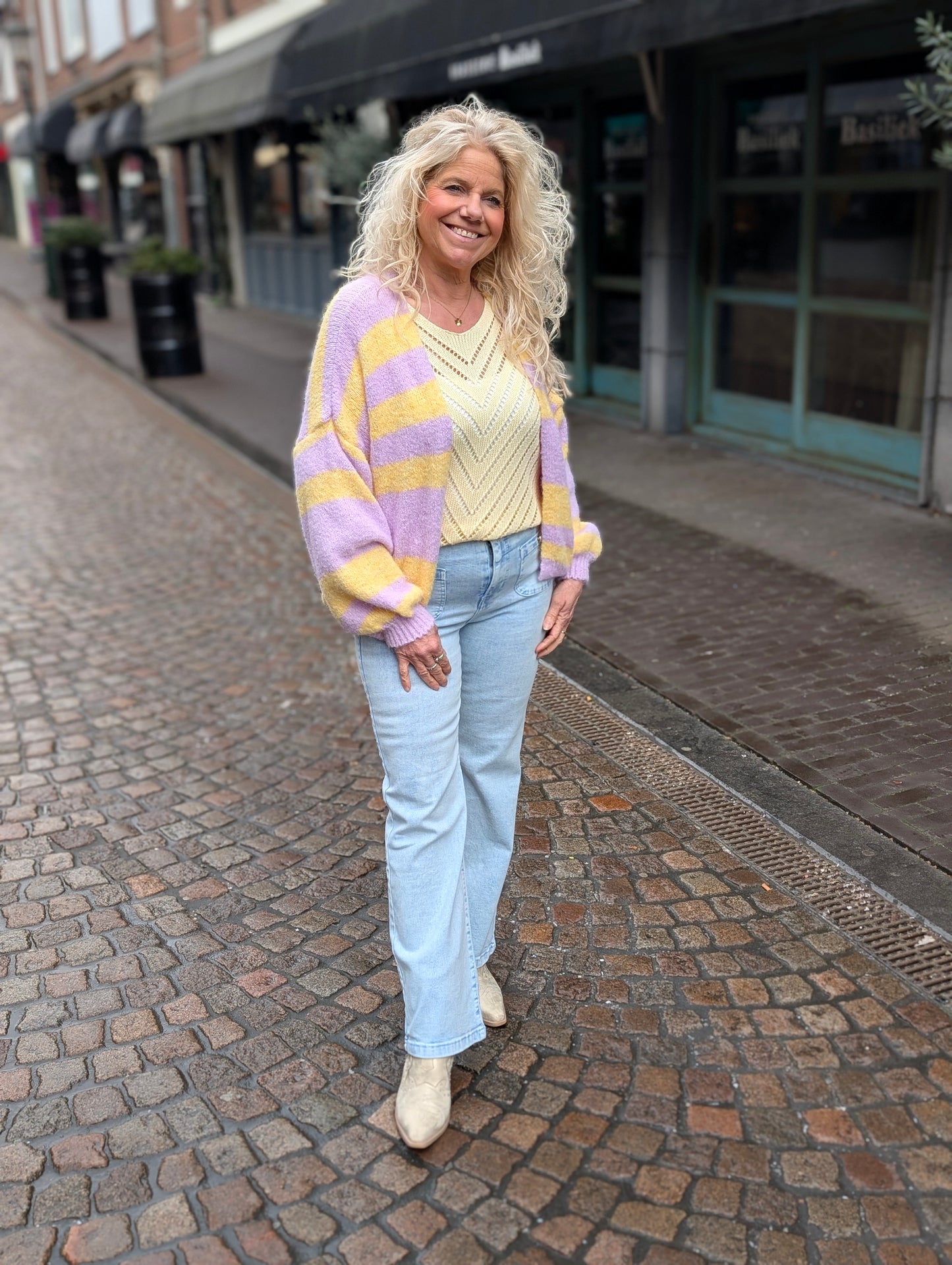 Gestreept vest Bibi - Lila/Geel