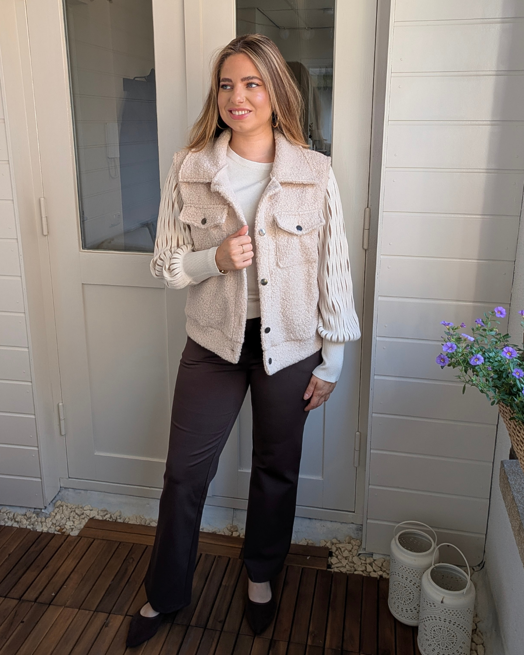 Teddy gilet - Beige