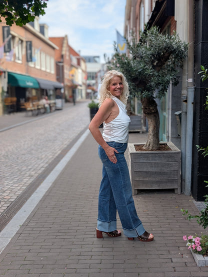Silk top met openrug - Wit