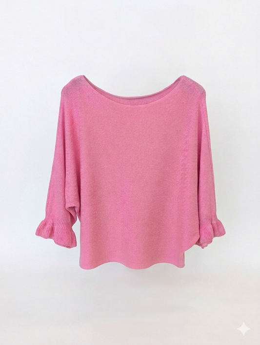 Lola vleermuis ruffle trui - Roze