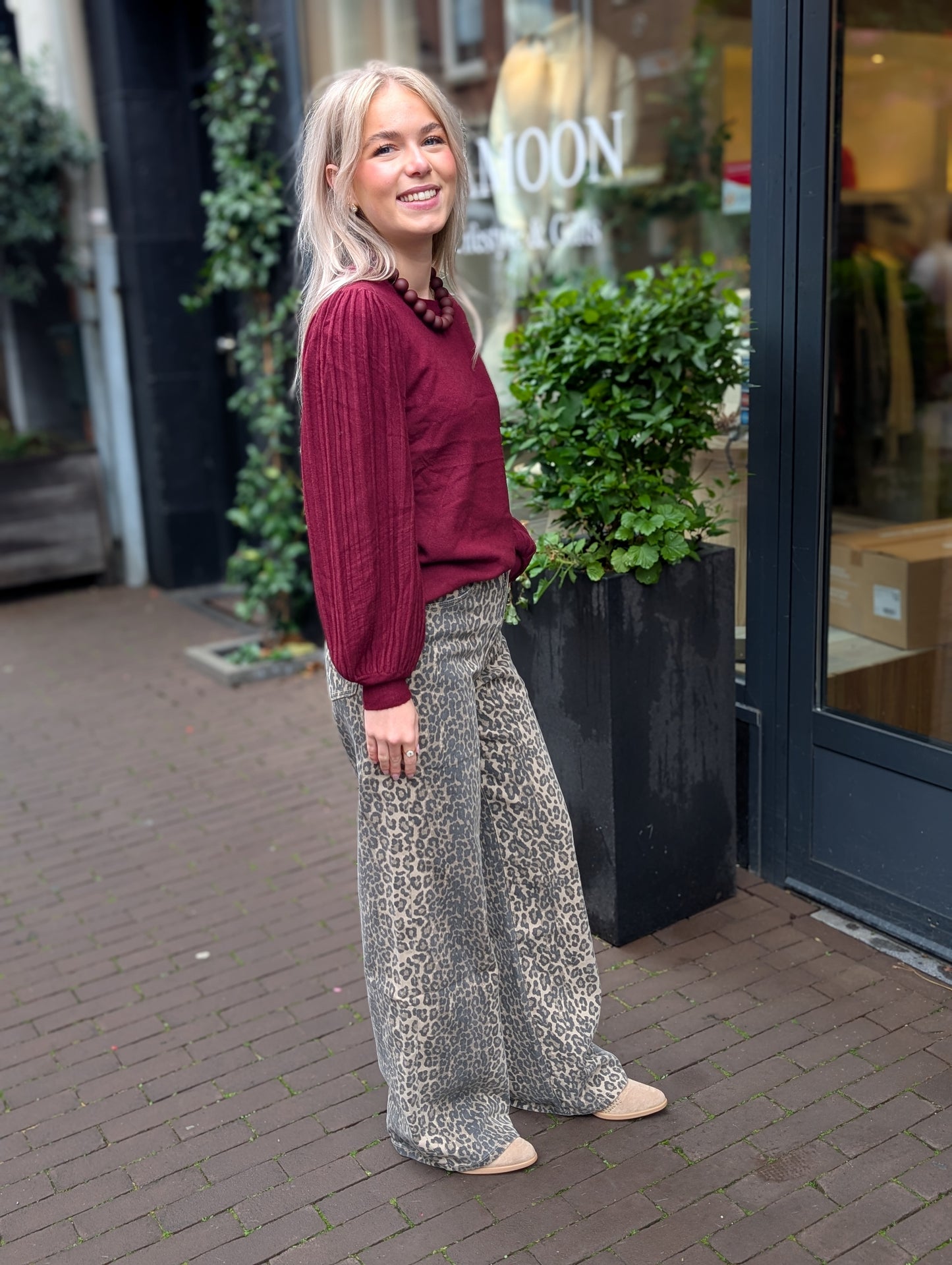 Laulia panter wide leg jeans