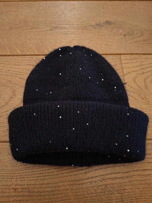 Glitter muts - Zwart