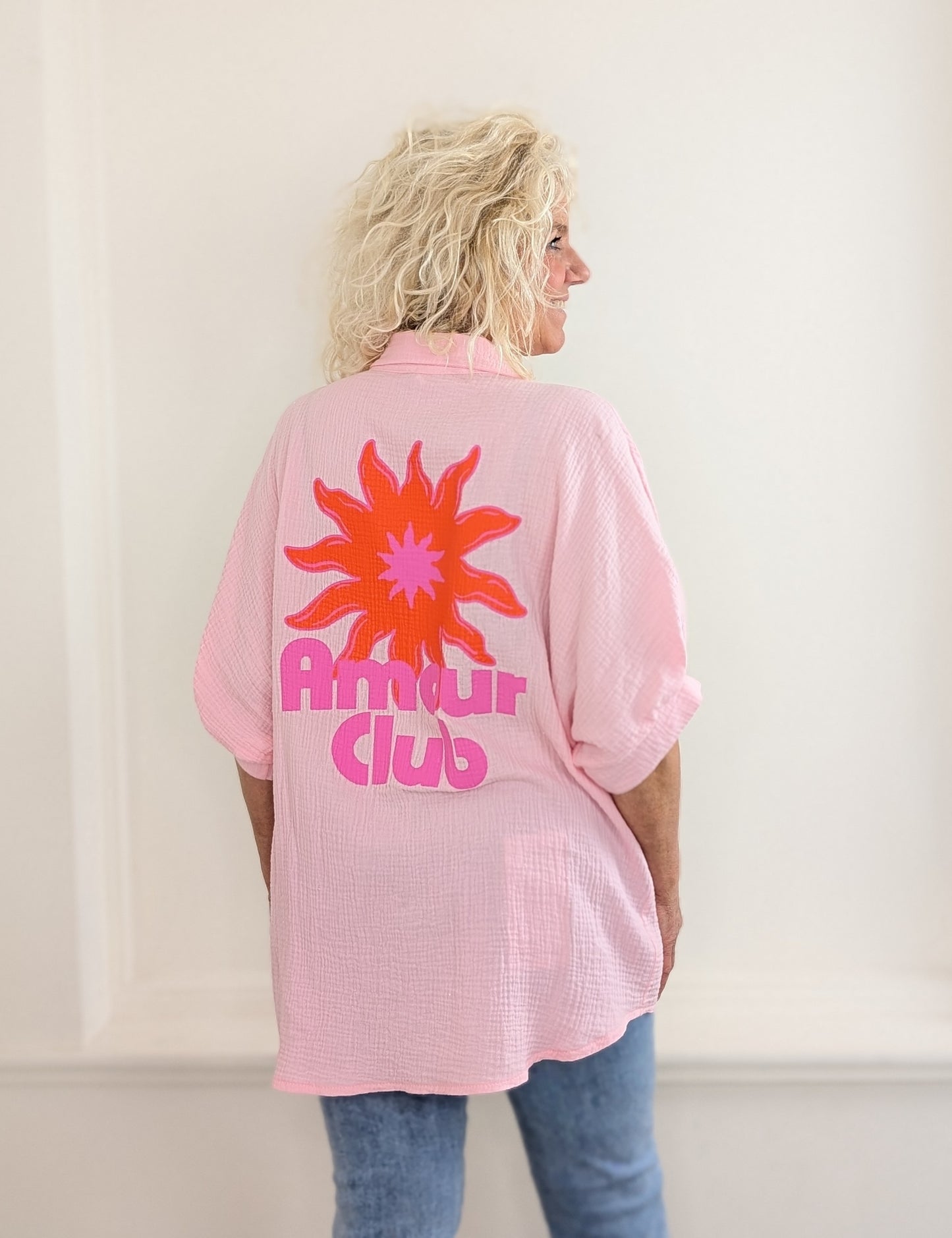 Amour club oversized blouse - Roze