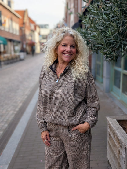 Bolu ruit bomber trui - Taupe / bruin