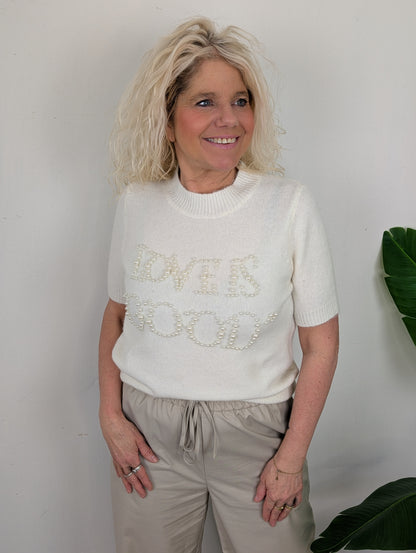 Love is good trui korte mouw - Off White