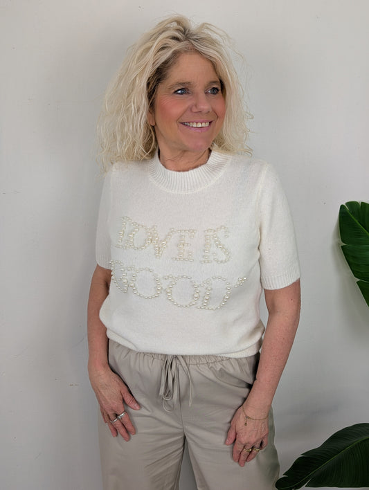 Love is good trui korte mouw - Off White