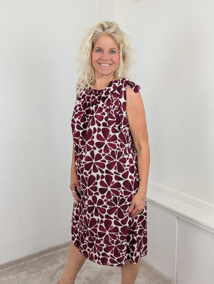Print jurk flower map Nicolle - Bordeaux