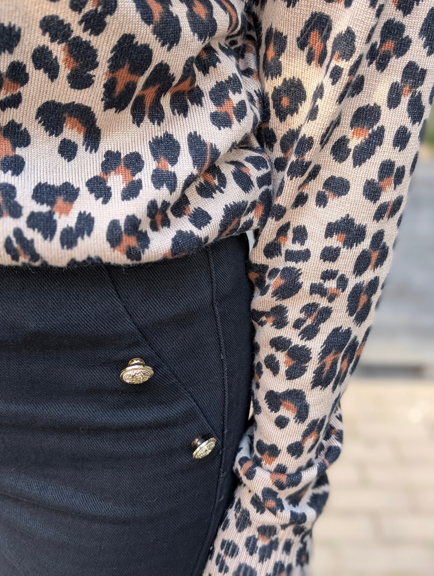 Folyrose wide leg knopen - Zwart