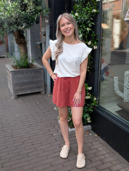 Katoenen short Joyce - Brique
