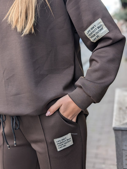 Comfy set 2-delig lange mouwen Claire - Donkerbruin
