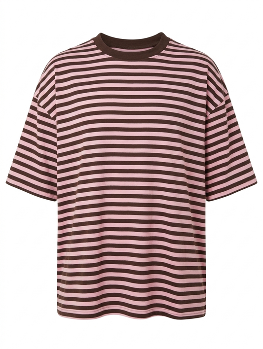 Gestreept shirt Isa - Bruin/Roze