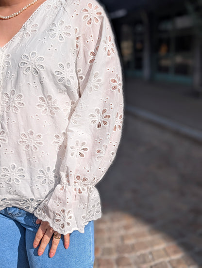 Geborduurde blouse Bobby - Wit