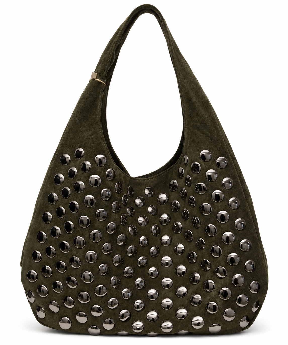 Shopper met studs en rits - Donker groen