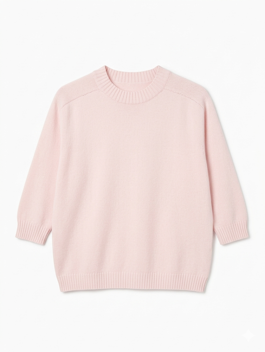 Lonne trui met korte mouw - Lichtroze