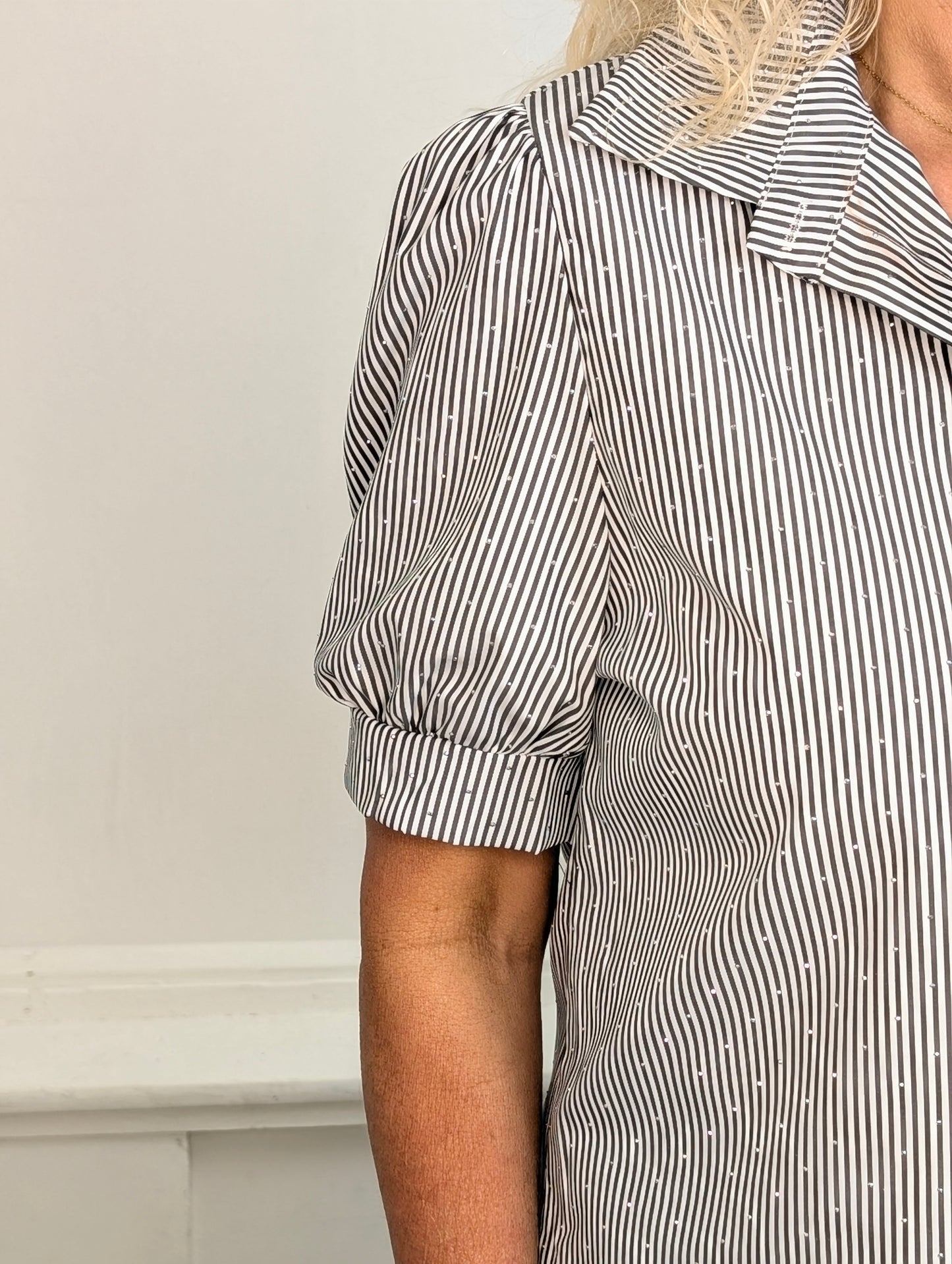 Shimmer & Stripes Blouse - Antraciet