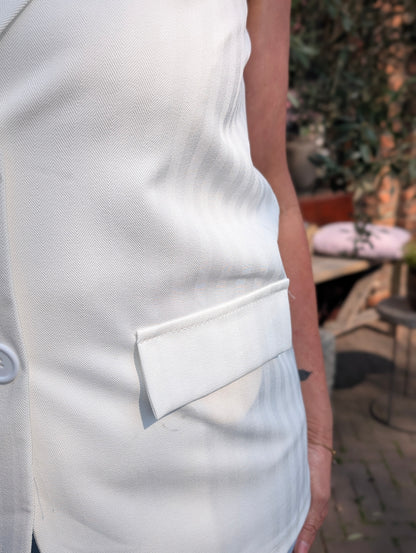 Gestreepte Demi gilet - Wit