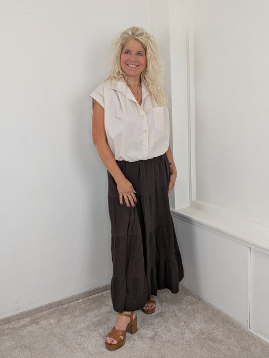 Katoenen Boho rok Klym - Bruin