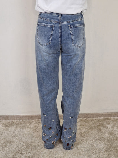Monday straight leg jeans met bloemen Juliette - Jeans