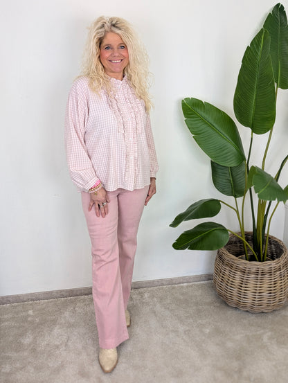 Diene ruiten blouse - Roze