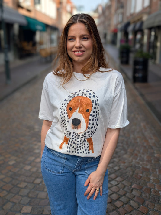 Dotty dog shirt - Wit
