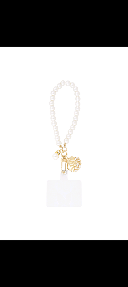 Parel schelp sleutelhanger - Gold