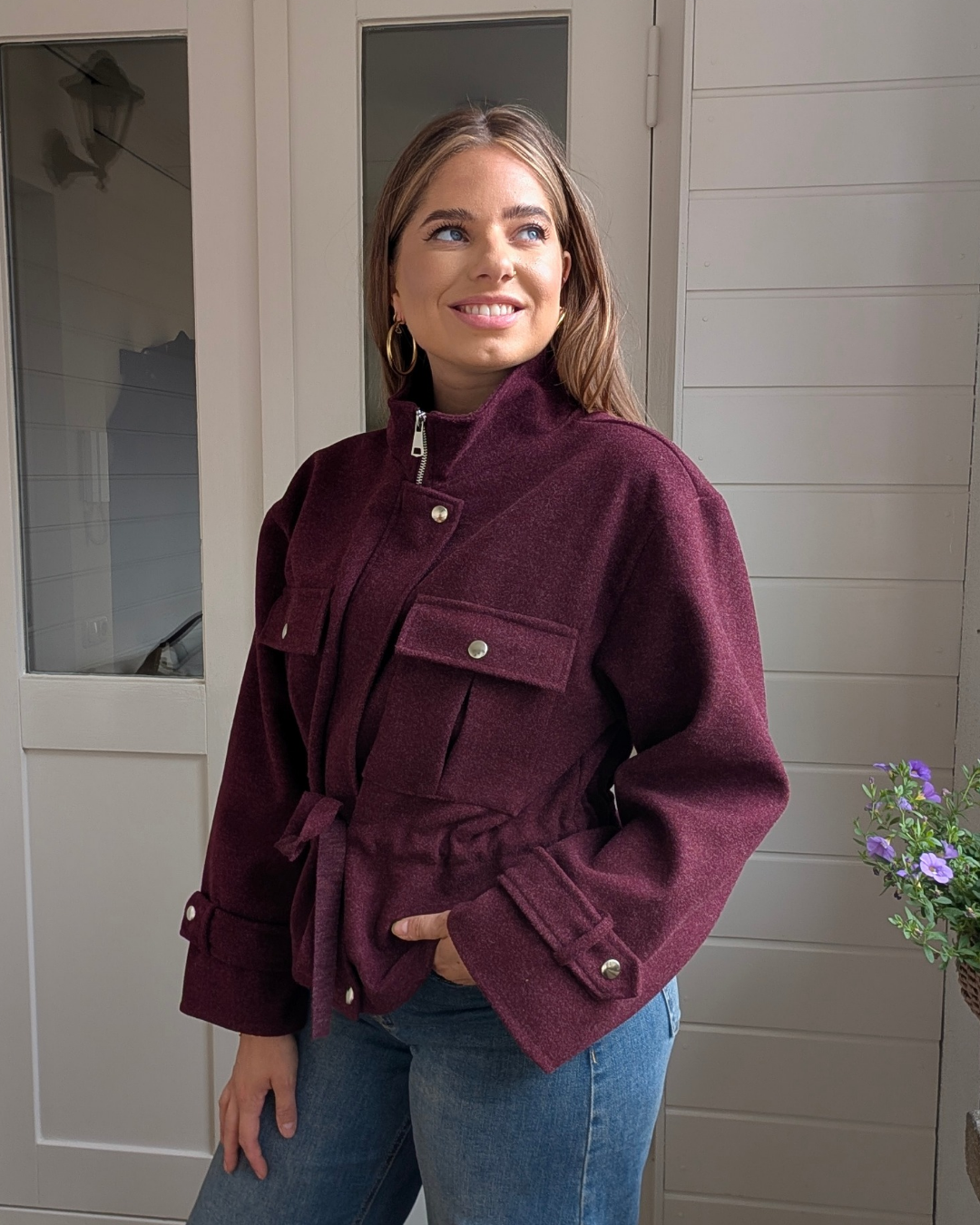 Utility Waist Jacket - Bordeaux