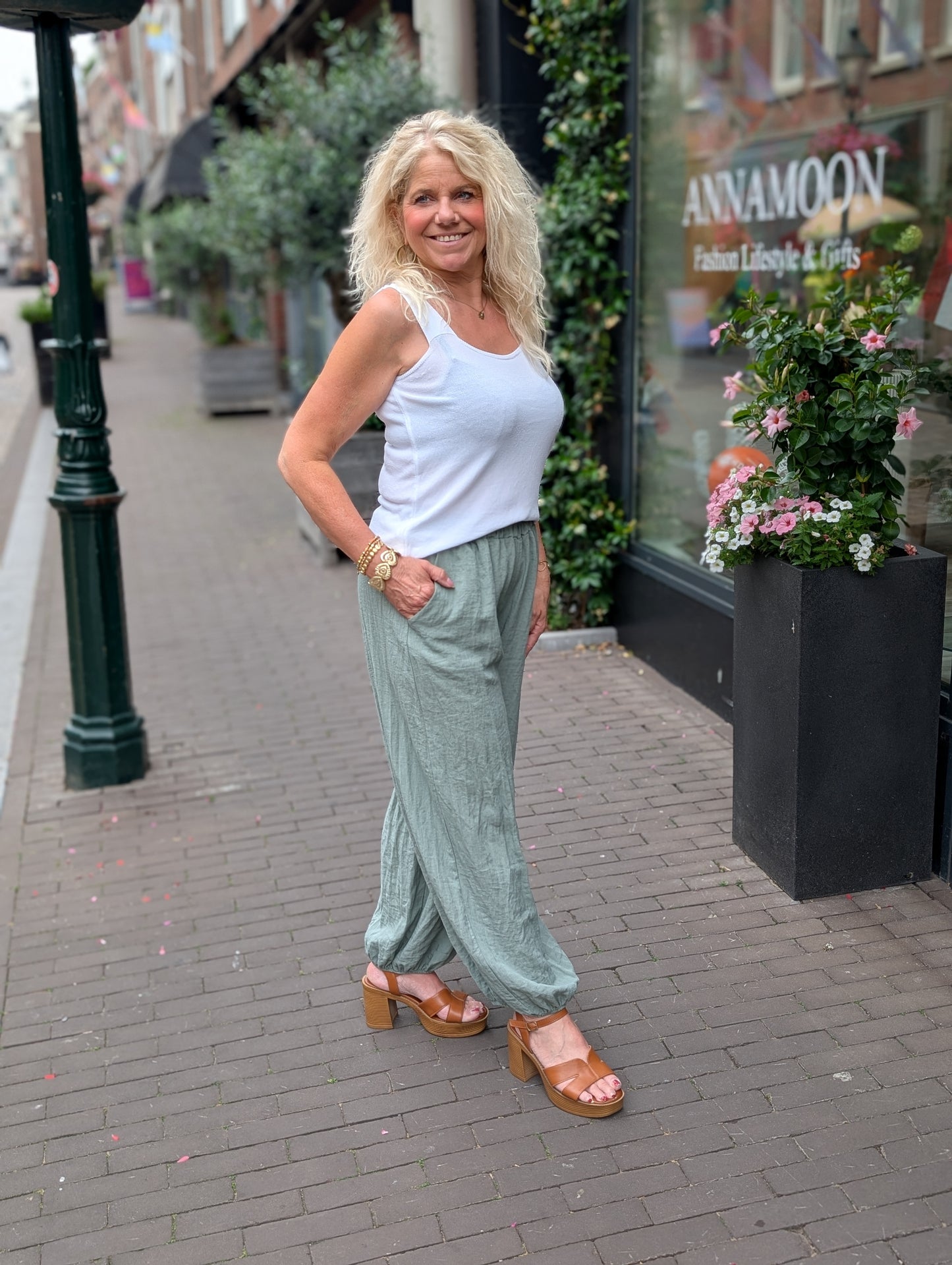 Viscose ballon broek Amy - Groen