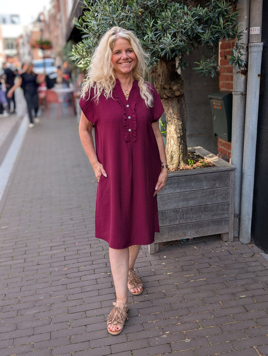 Viscose jurk met zakken Madelief - Bordeauxrood