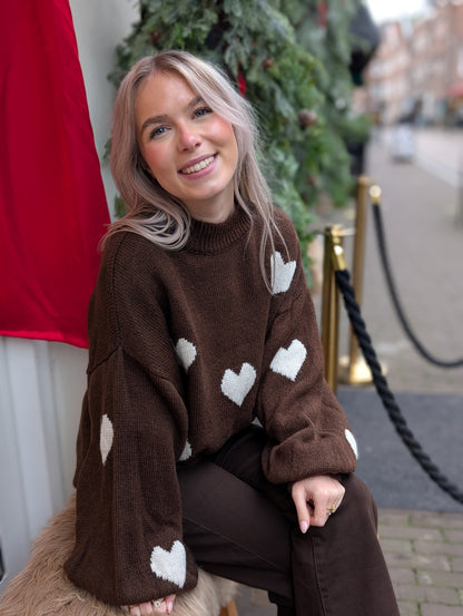 Hartjes trui Veerle - Bruin