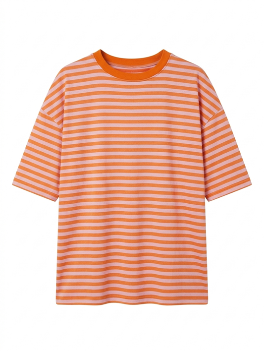 Gestreept shirt Isa - Oranje/Lichtroze