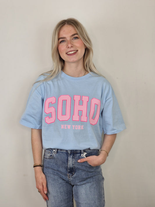 Soho shirt - Licht blauw/ roze