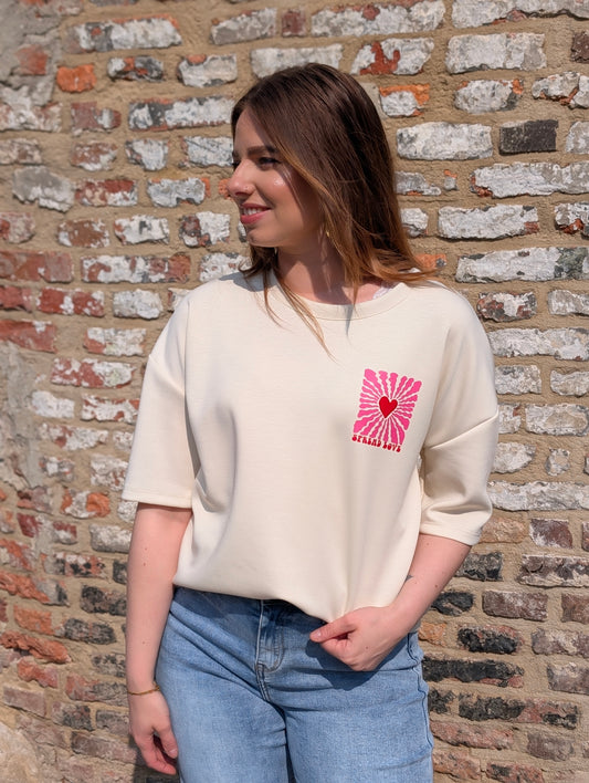 Spread Love Graphic Top – Beige