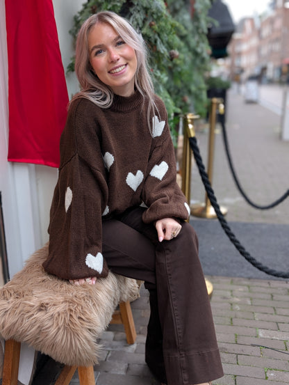 Hartjes trui Veerle - Bruin