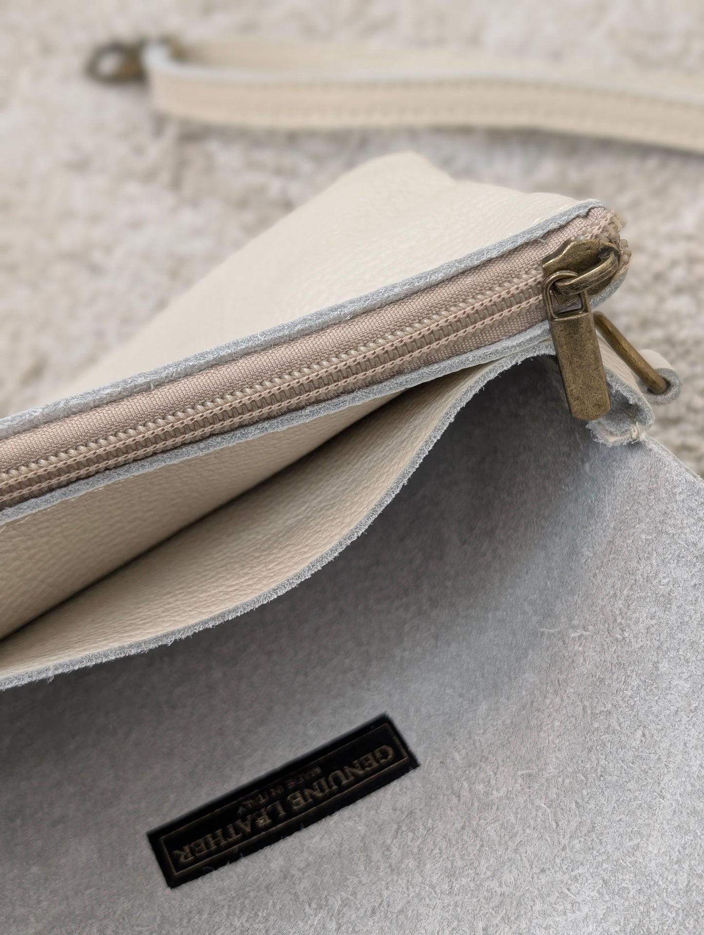 Leren envelop tasje Senna - Beige