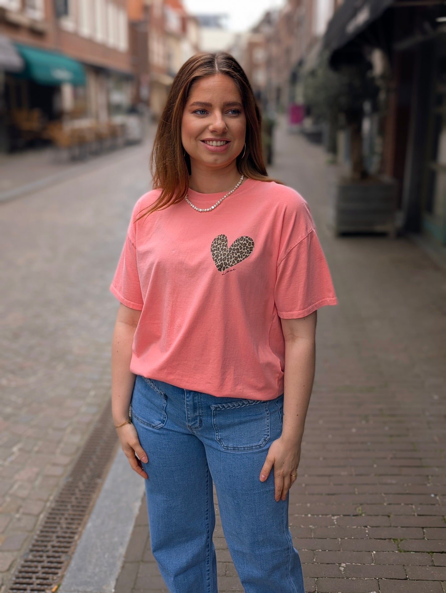 Panter heart shirt Amour - Koraal