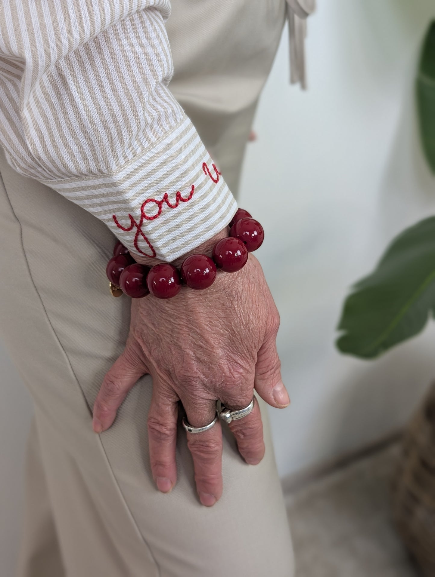 You won my heart katoenen blouse - Beige/Wit