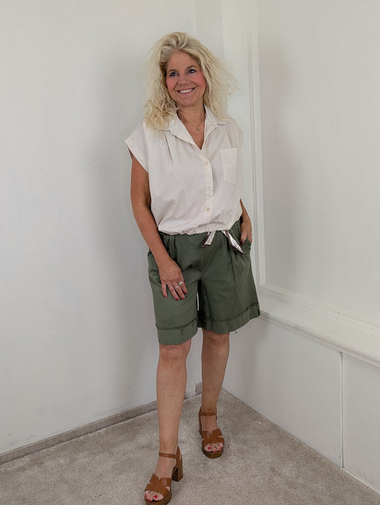 Katoenen scarf short - Groen