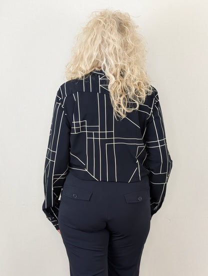 Mi Piace Karin blouse - Dark blue/ kit geometric line