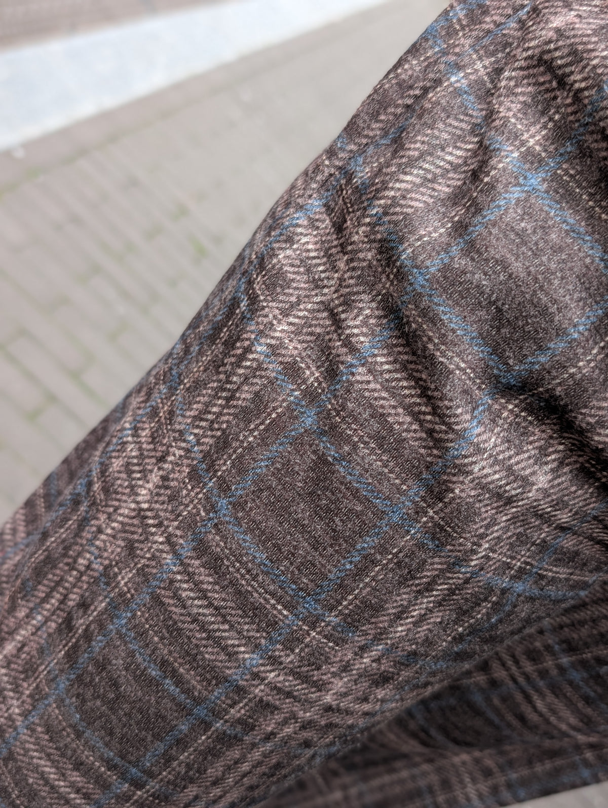 Lian Geruite pantalon met strikceintuur - Grijs / taupe / blauw