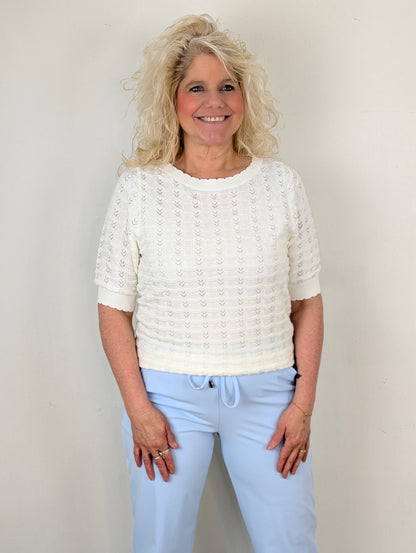 Sweet pointelle blouse - Off white