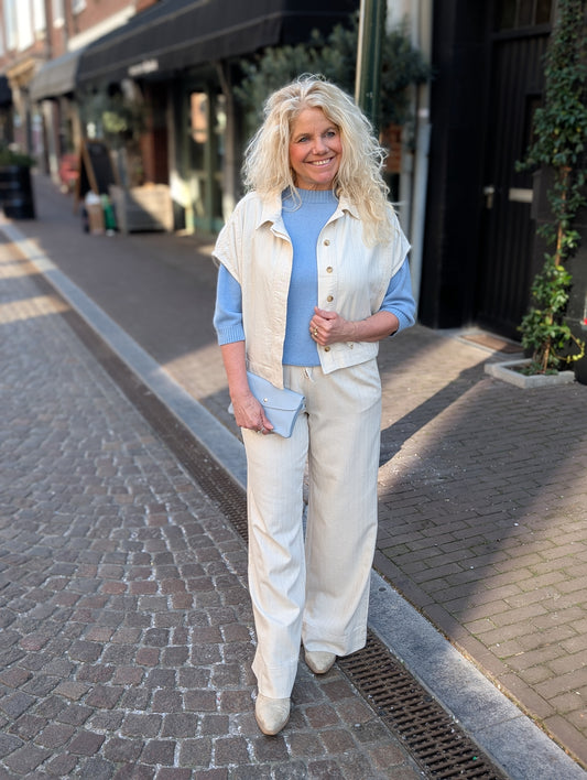 Zusss gestreepte wijde broek - Kit